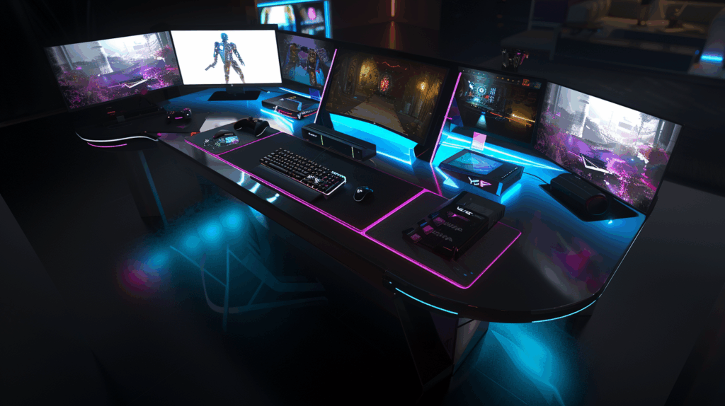 Pessoa jogando em setup gamer moderno com destaque para os principais lançamentos de jogos novos de 2025
