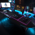 Pessoa jogando em setup gamer moderno com destaque para os principais lançamentos de jogos novos de 2025